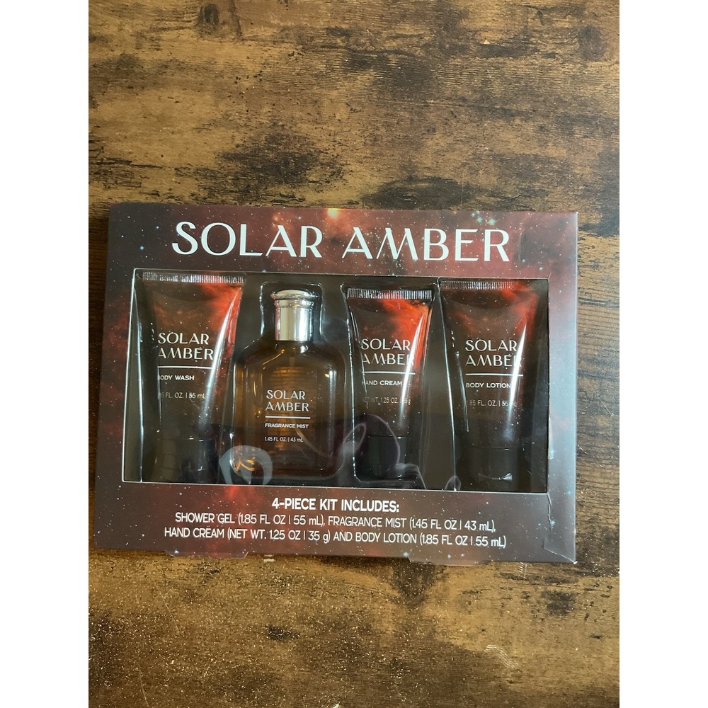 New Solar Amber 4 piece‎ Men's Kit - Shower Gel, Fragrance, Lotion, Hand Cream